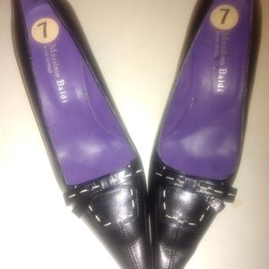Massimo Baldi Women's Black pointed-Toe Pumps Size7B (165)